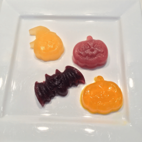 jelly in shape of pumpkin and bat